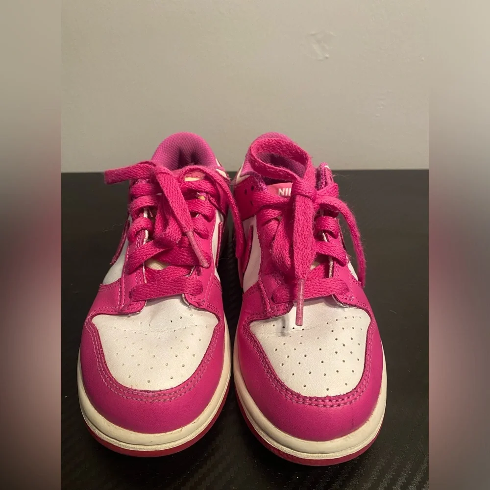 Item 74 Nike Kids Pink and White Low-Top Sneakers - Picture 3 of 9